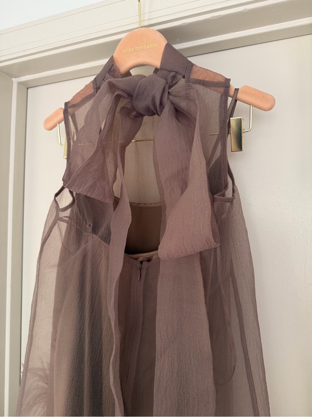 STAUD Taupe Albee Truffle Organza Maxi Dress Size Small - Picture 10 of 10